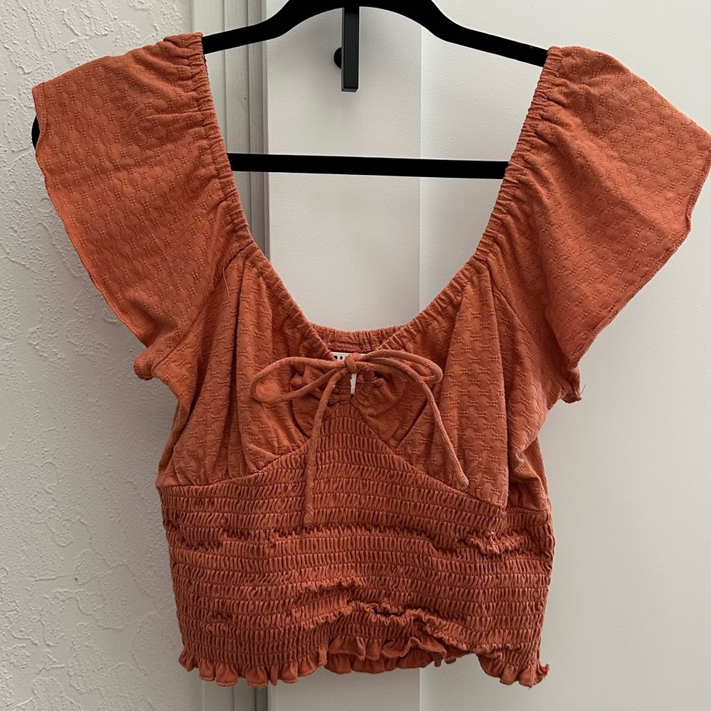 Billabong Terracotta Smocked Blouse